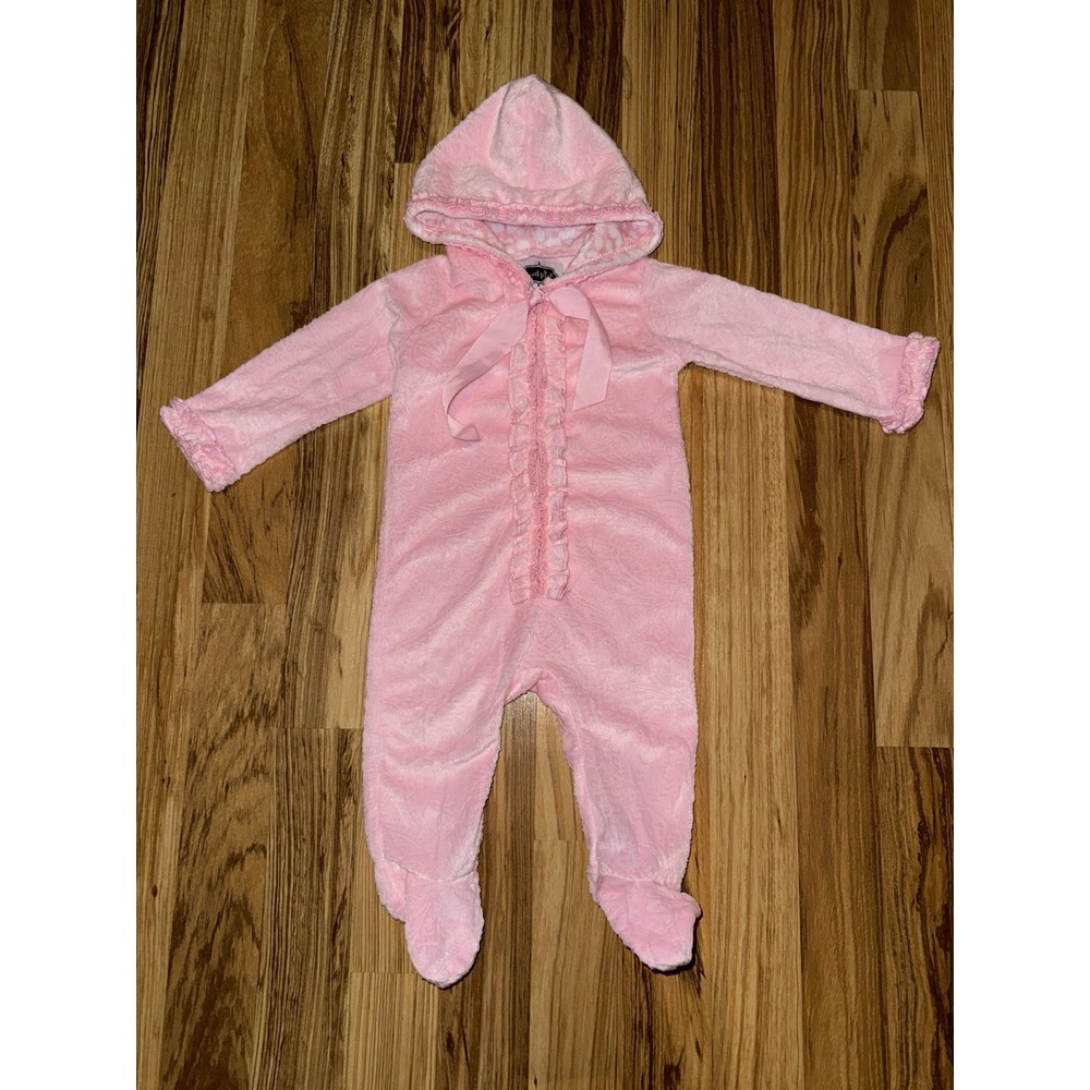 Mud pie Baby 0-6 Months Hoodie Footed Full Zip One Piece Sleeper Soft Velour